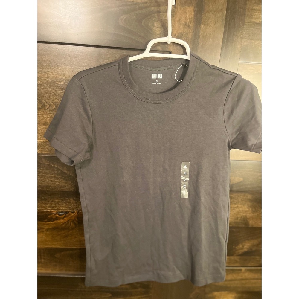 Uniqlo U Crew Neck Short Sleeve T-Shirt Dark Gray 100% Cotton S 241-474404 thick